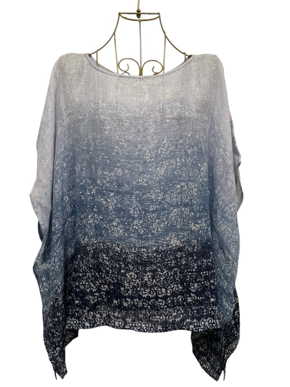 J Jill 100% Linen Ombre Open Weave Poncho Lightweight Size XS/S